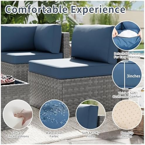 5-Piece Rattan Outdoor Patio Furniture Set - Conversation | All-Weather Resistant for Patio, Garden & Porch