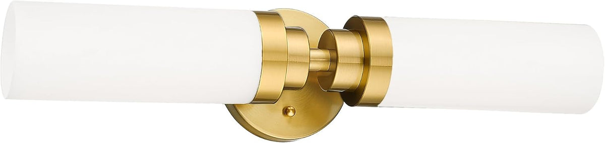 Modern 22 Inch Bathroom Light Fixtures Over Mirror, Brushed Gold Vanity Light Bar with Milk Glass Shade, 2-Light