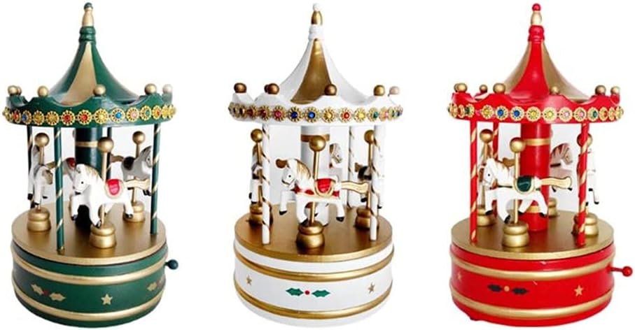 Wooden Classic Musical Carousel Music Box Cute Christmas Decorations