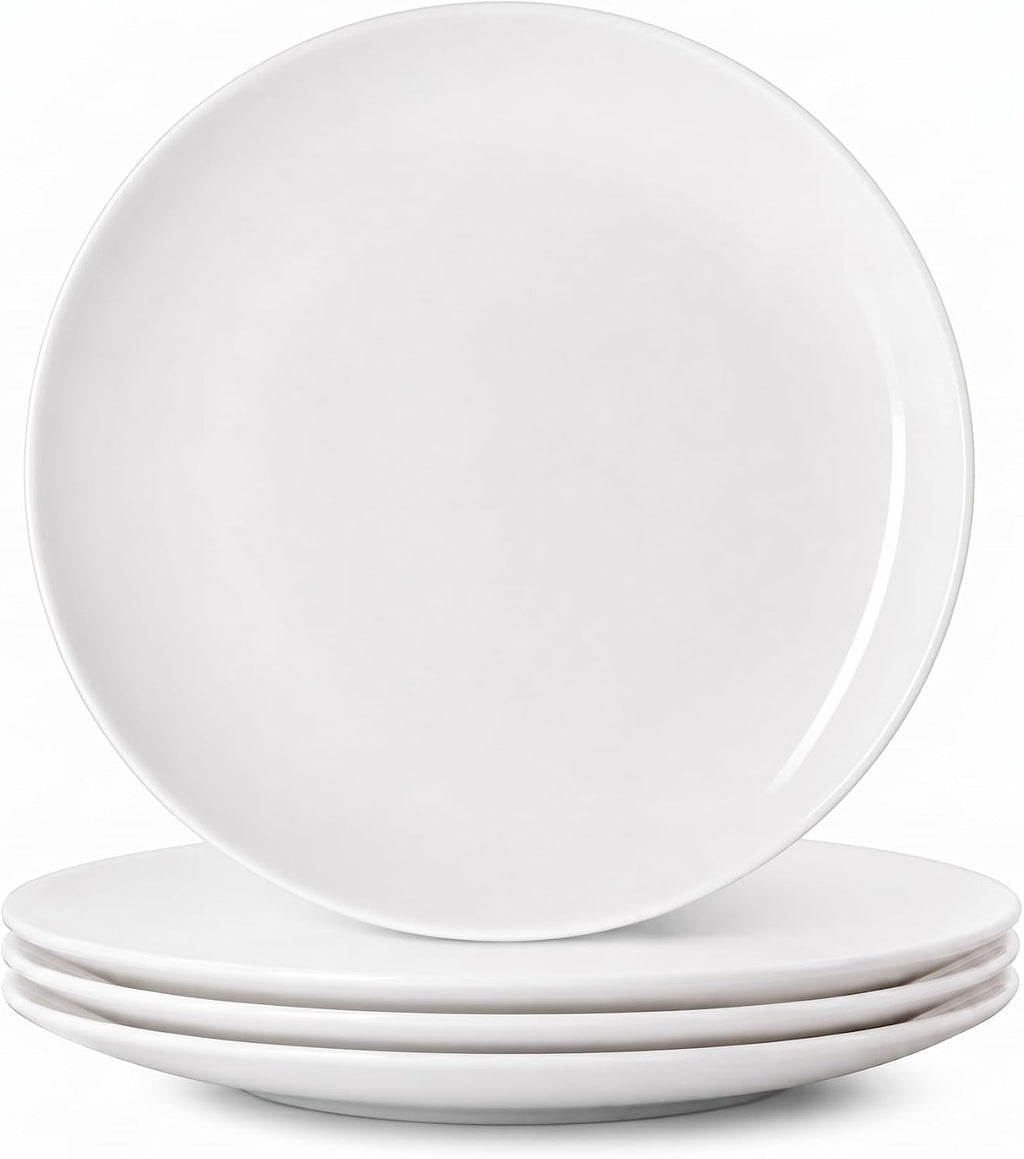 Serving Platters Set of 4, 12 Inch White Ceramic Serving Plates, Round Platters for Pasta, Steak, Appetizers and