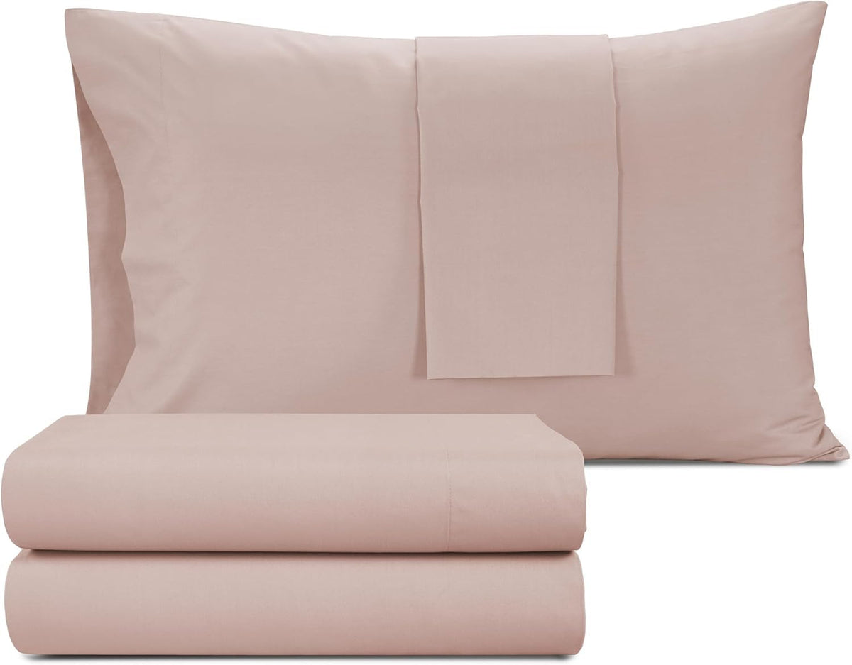 Sheet Set, 100% Egyptian Cotton Percale, Blush Rose, Soft, 4Pc