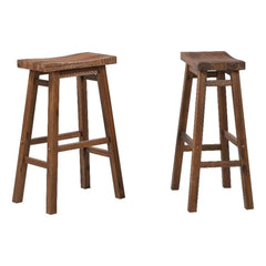 Inspired Platner Style Sonoma Backless Saddle Kitchen Bar Stool - Chestnut Wire-Brush - Set of 2