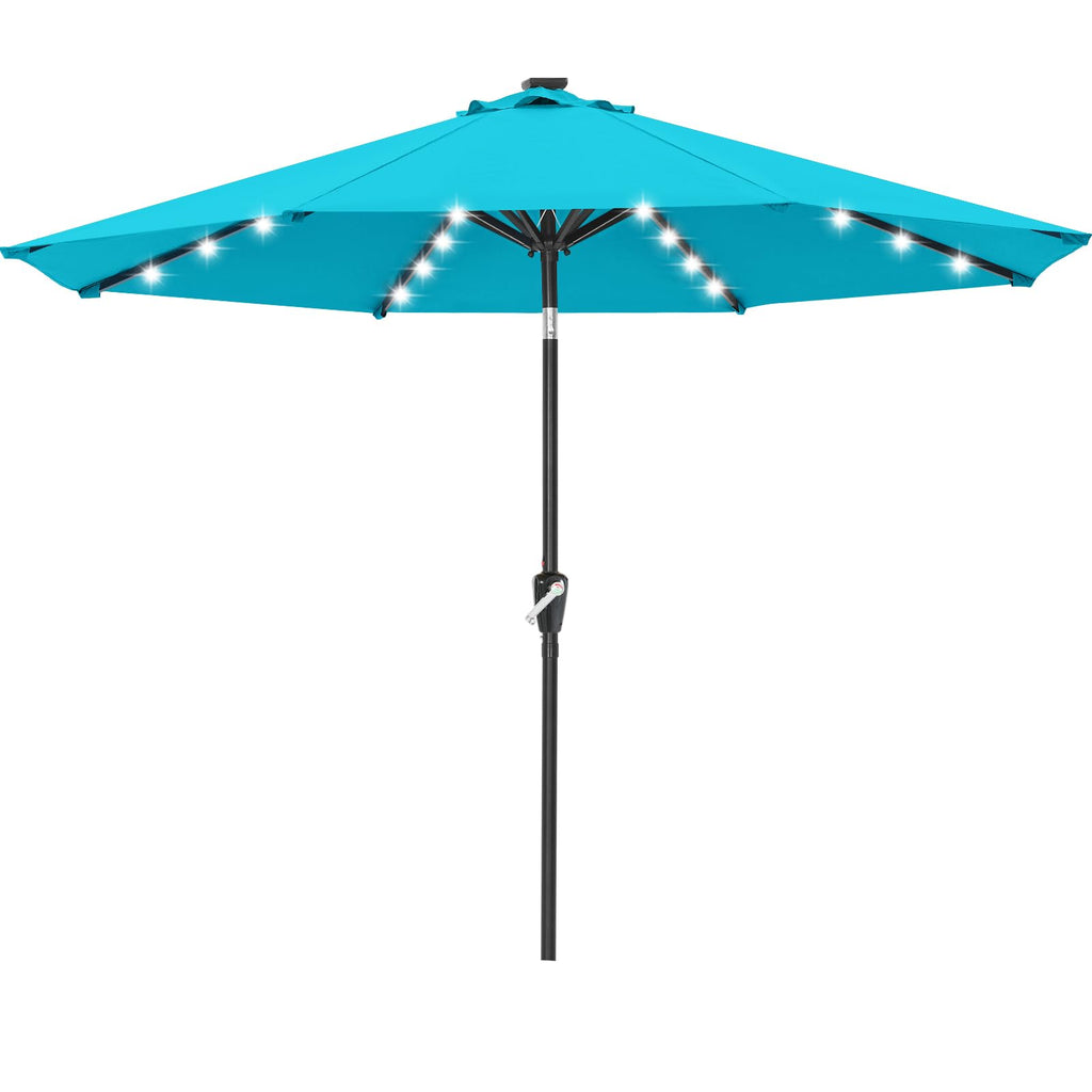 Solar Led Patio Umbrella with 32 Lights 9FT(Lake)