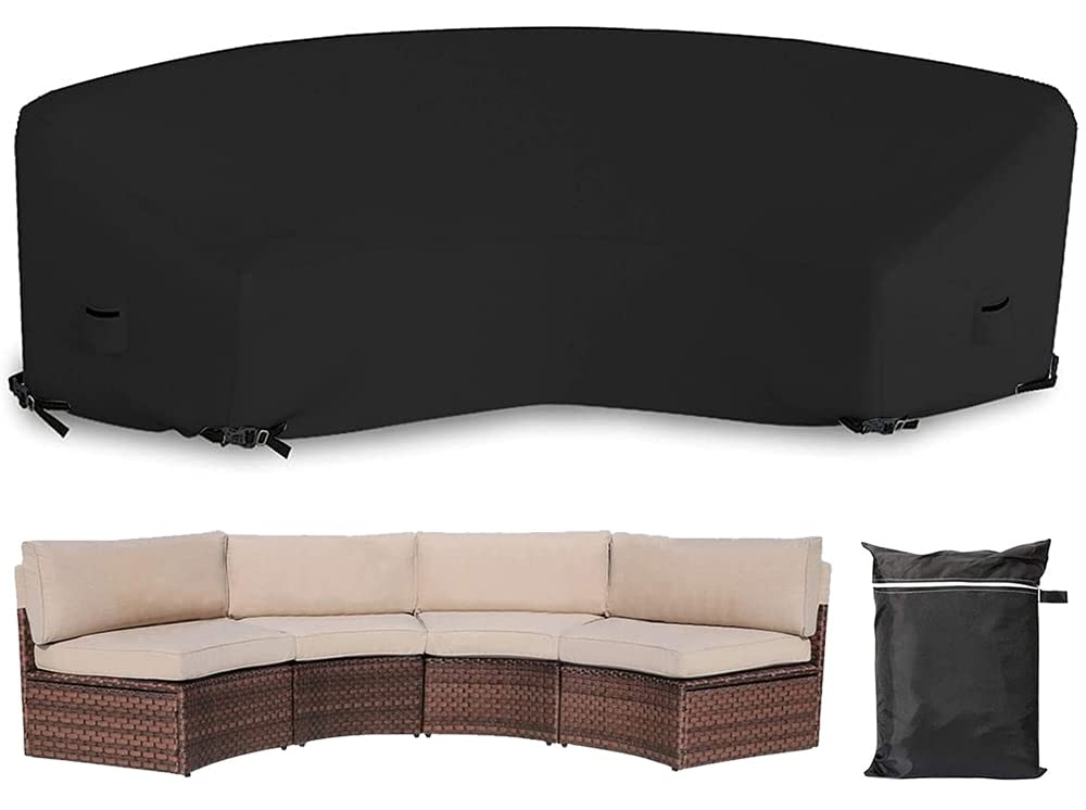 Patio Sectional Curved Sofa Protector Cover Waterproof Heavy Duty 420D Oxford Outdoor Sectional Curved Couch Sofa