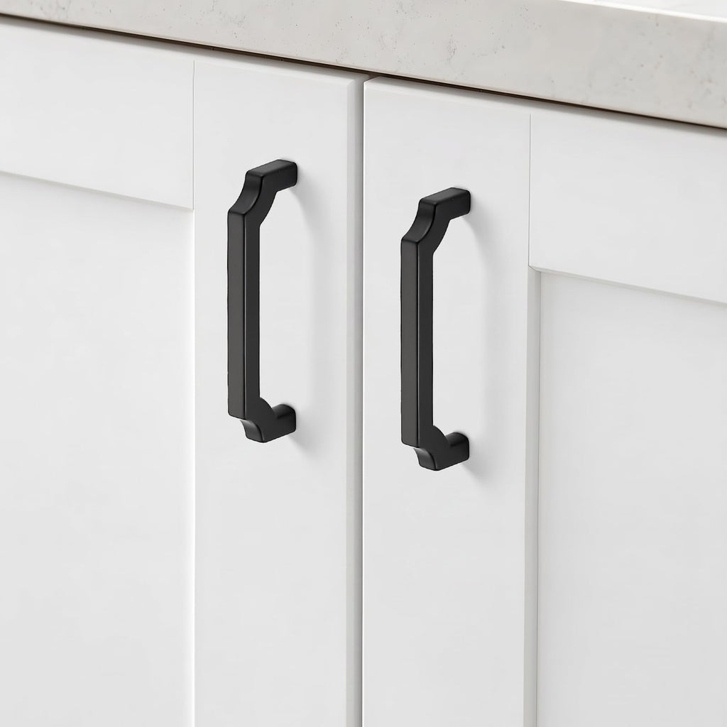 10 Pack Black Cabinet Handles, 3-3/4" Solid Kitchen Drawer Pulls
