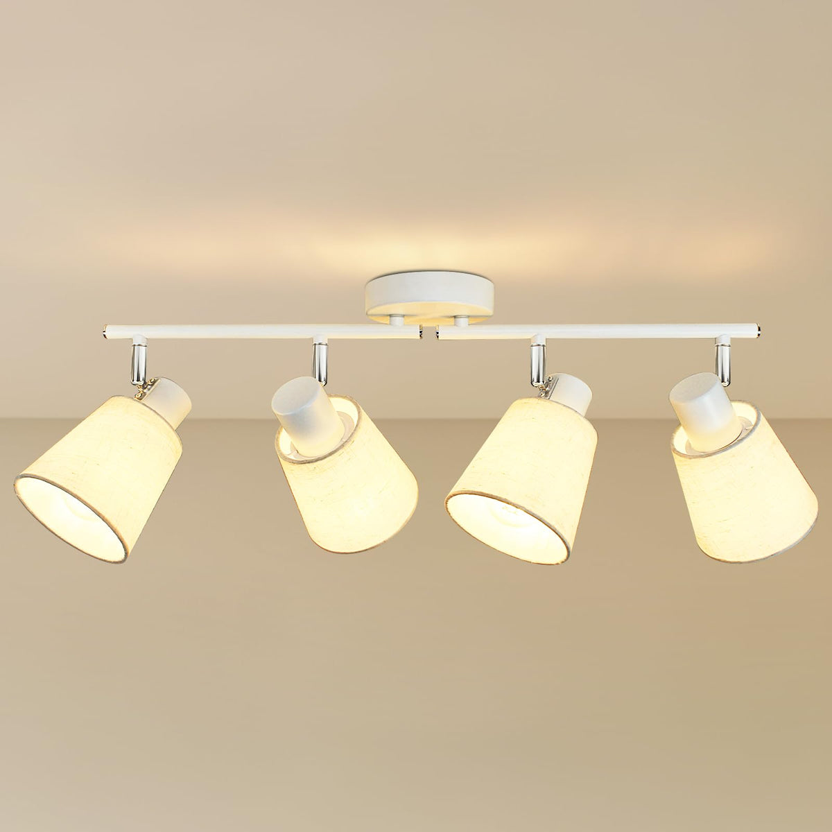 White Track Lighting Ceiling, Fabric Shade Spotlight, E26