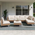 8-Piece PE Rattan Outdoor Patio Furniture Set | Beige All-Weather Resistant with Thick Cushions for Backyard, Garden & Porch