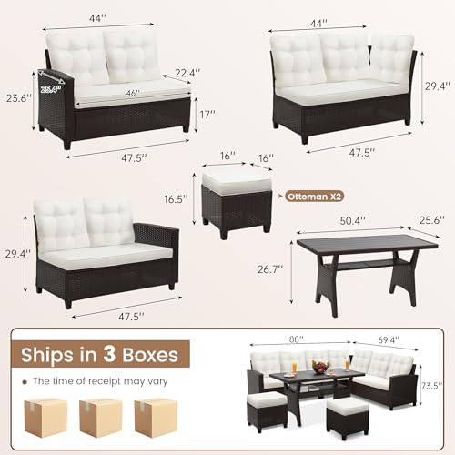 6-Piece Outdoor Patio Furniture Set | White All-Weather Resistant for Backyard, Garden & Porch