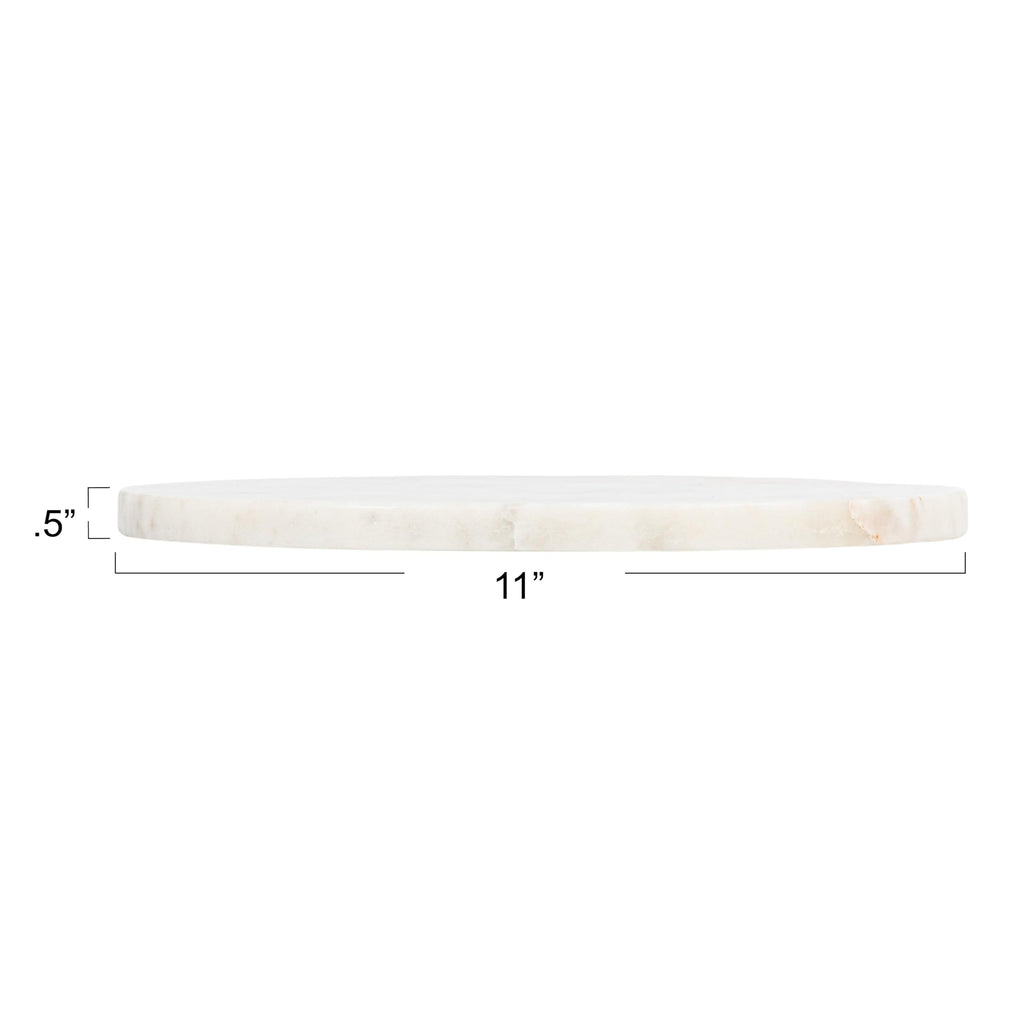 11‐Inch Round Marble Charcuterie and Cutting Board, White Finish