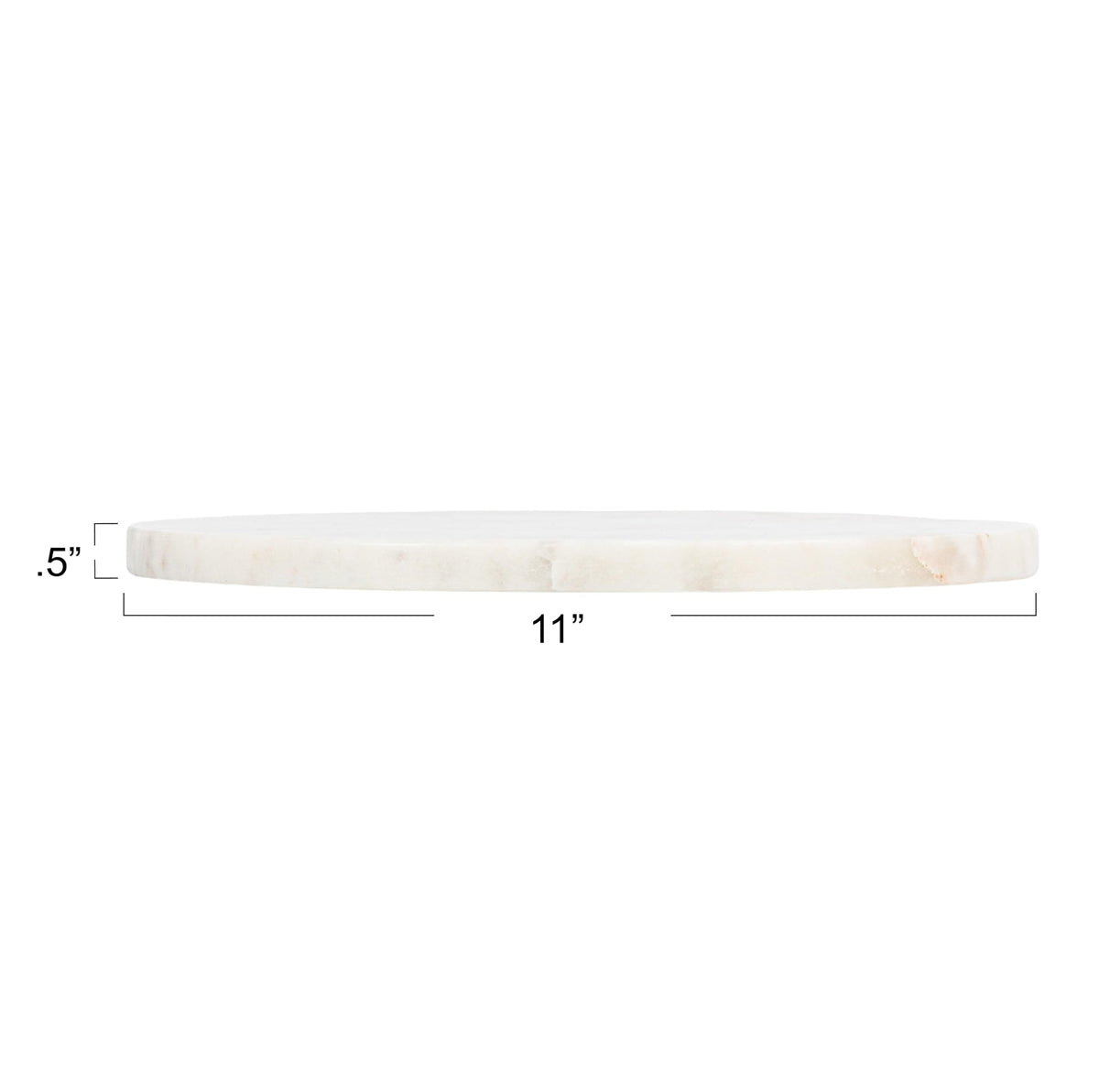 11‐Inch Round Marble Charcuterie and Cutting Board, White Finish