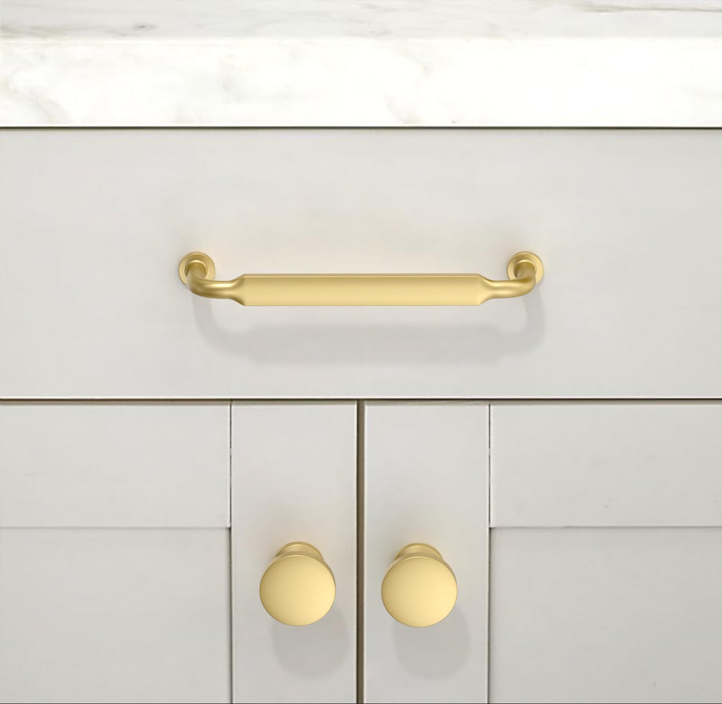 30 Pack Brushed Gold Cabinet Knobs 1-1/5 Inch(30mm) Single Hole Cabinet Pulls Round Kitchen Cabinet Knobs