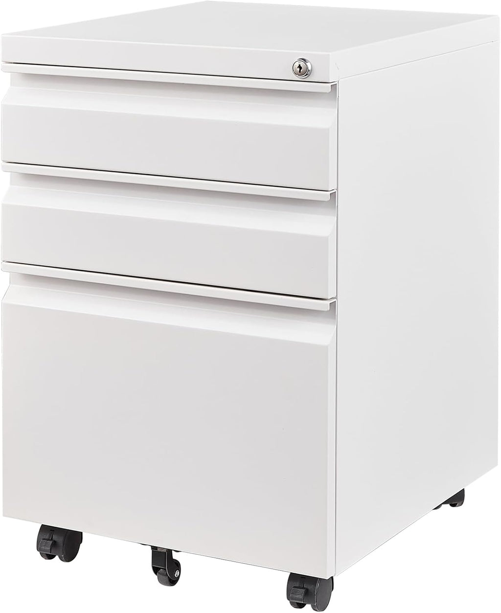 3 Drawer Mobile File Cabinet with Lock, Under Desk Metal Filing Cabinets Organizer Letters/Legal/A4(Fully