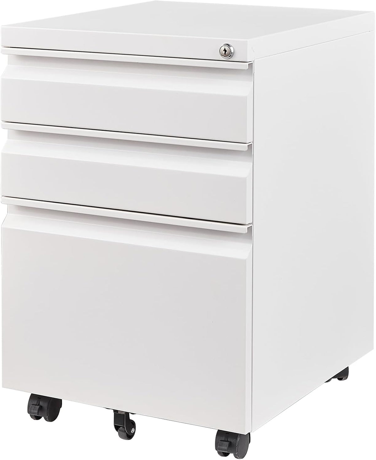 3 Drawer Mobile File Cabinet with Lock, Under Desk Metal Filing Cabinets Organizer Letters/Legal/A4(Fully