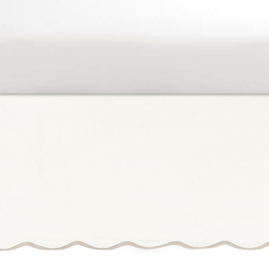 Coastal Chic Scalloped Edge Baby Crib Skirt Single 28" W x 52" L +16" Drop Neutral - White Crib Skirt - Baby