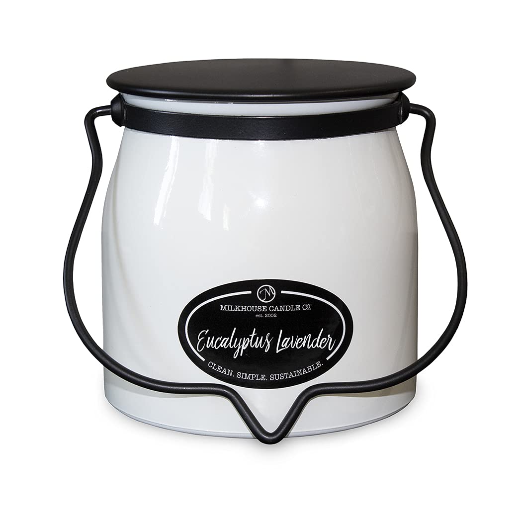Eucalyptus Lavender Soy Candle, 16 oz Butter Jar, 65+ Hr Burn