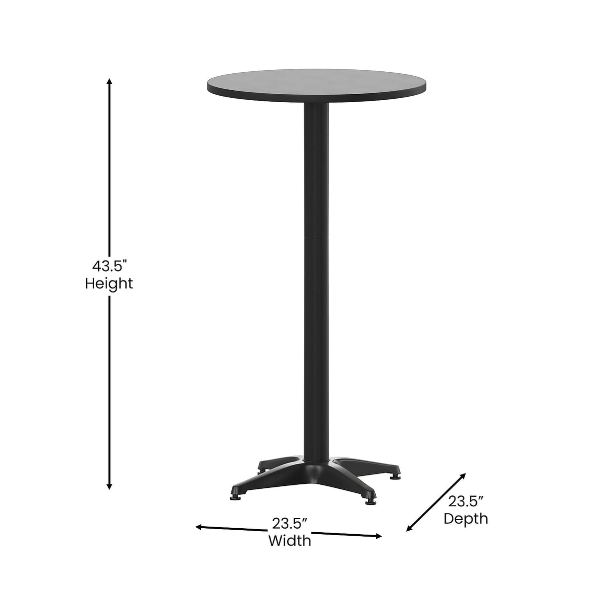 23.25 in Indoor/Outdoor Round Table with Flip-Up Top, Black