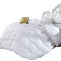 Twin Size Luxurious Goose Down Alternative Comforter, 100% Egyptian Cotton Cover, Solid White Color, 750 Fill Power