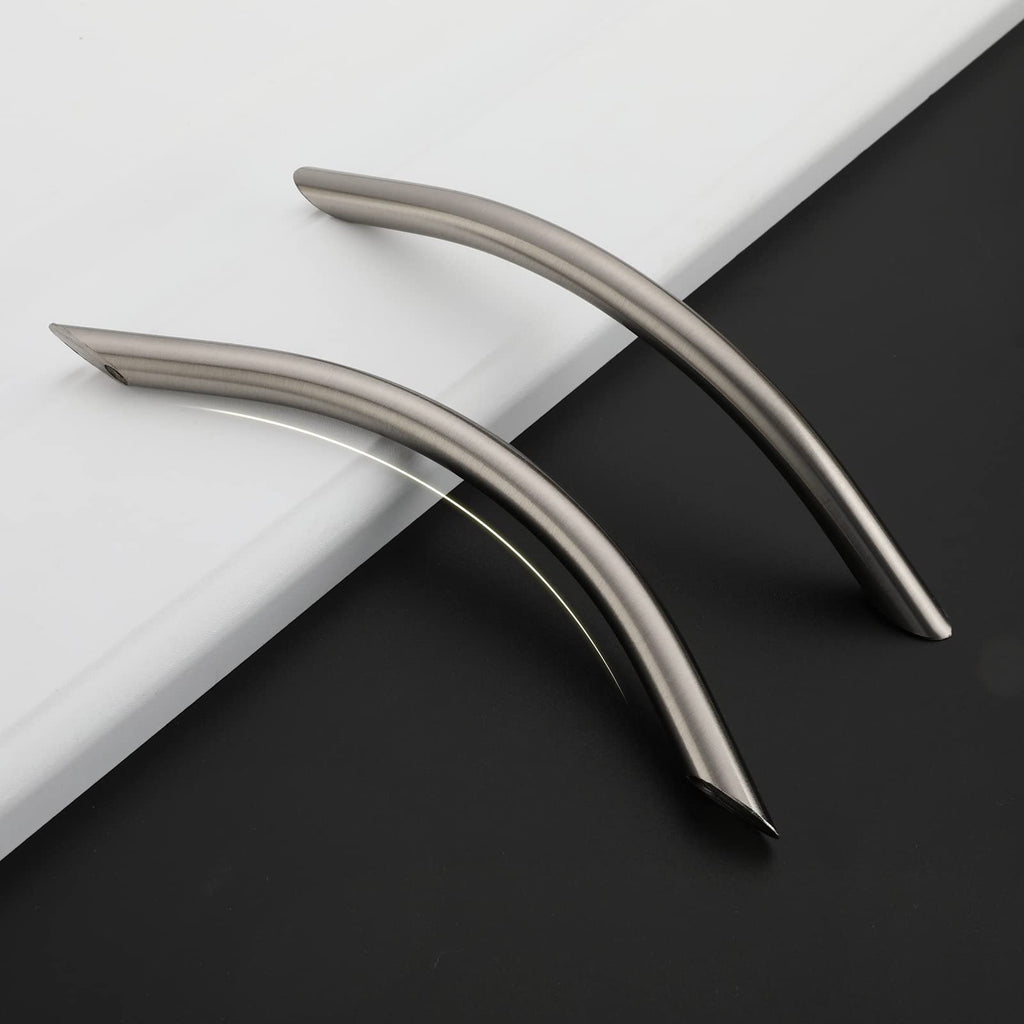 Solid Brushed Nickel Cabinet Pulls, 5 Inch Silver Arched Drawer Handles, 25 Pack Kitchen Cabinet Hardware, Screws