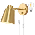 Dimmable Wall Sconce, Plug in Wall Sconce Adjustable Angle Wall Lights with Plug in Cord and Dimmer On/Off knob