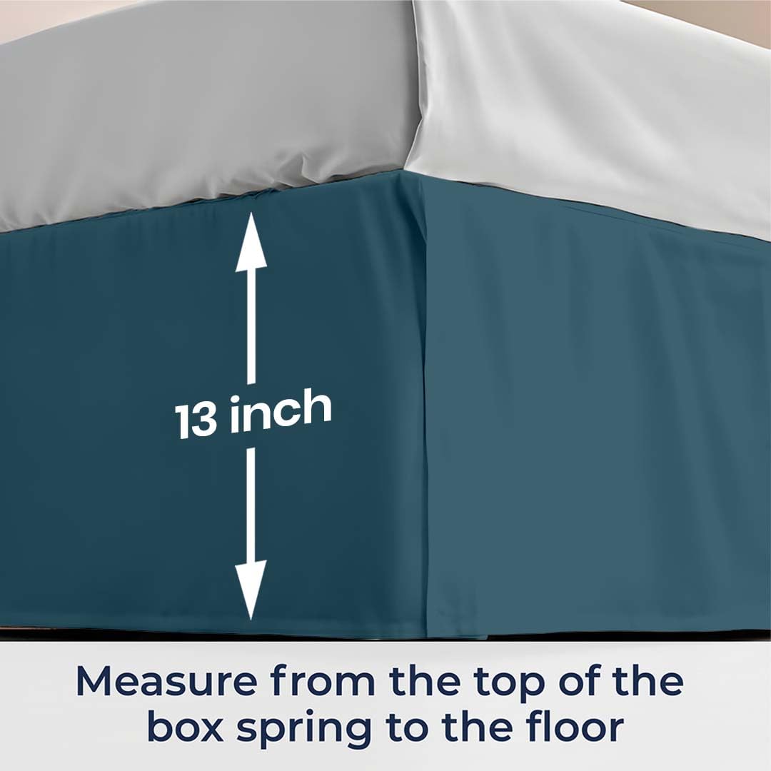 13 inch Drop Bed Skirt - Platform Style with Secure Fit, Classic Tailored Look, Elegant Pleated Style Dust