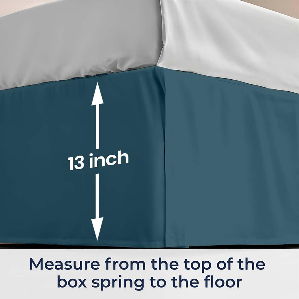 13 inch Drop Bed Skirt - Platform Style with Secure Fit, Classic Tailored Look, Elegant Pleated Style Dust