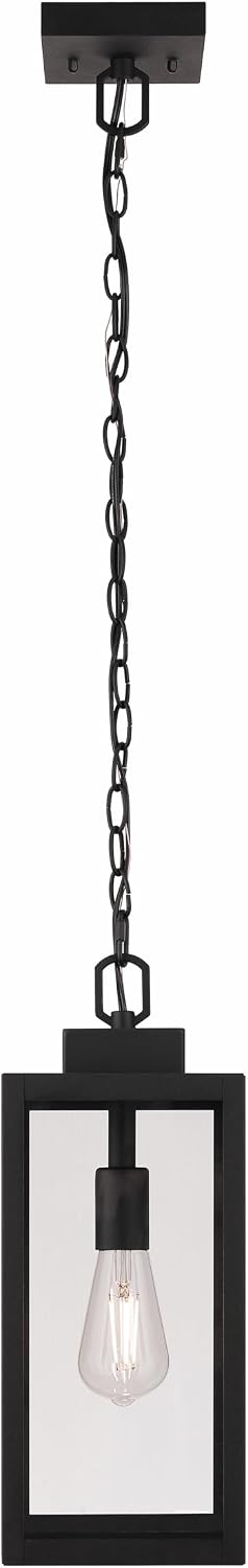 Marin 1 Light 16.25 in. Textured Black Finish Ceiling Mount Outdoor Pendant with Clear Glass Shade