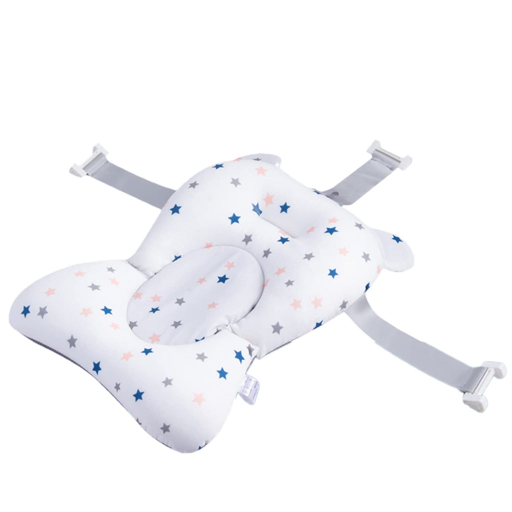 Bath Cushion Support Bat Newborn Floating Bath Sling for Infant Tub (White Star, 28cm*43cm*26cm)