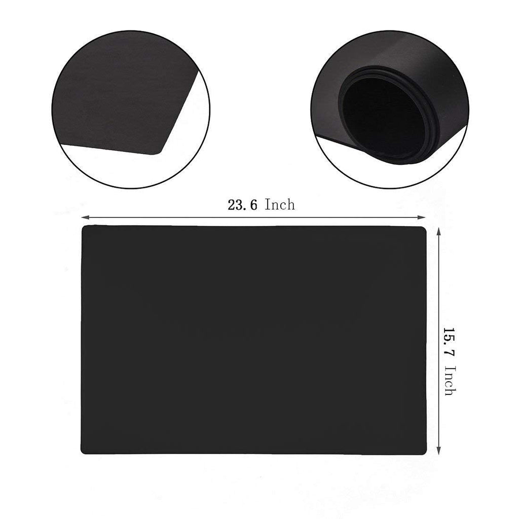 23.6'' by 15.7''Flexible Silicone Placemat Non Slip Waterproof Heat Resistant Dinner Table Black 2 pcs