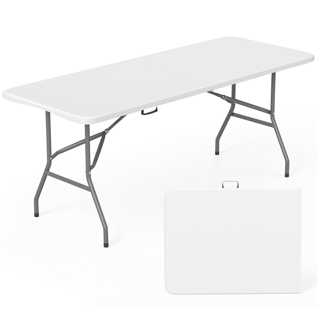 6FT Folding Table | White | Portable Plastic Table