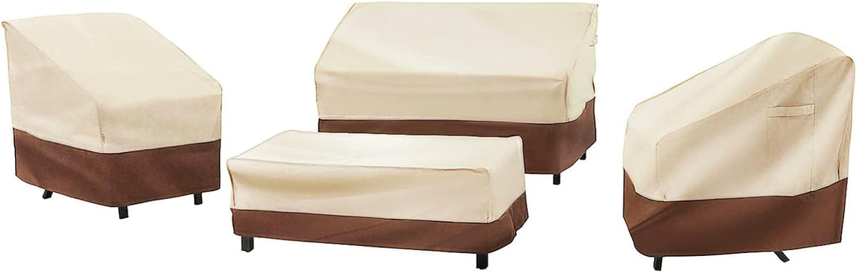 Patio Furniture Cover Set, 4 Piece Outdoor Furniture Cover Waterproof, 600D Heavy Duty Lawn Patio Set Covers
