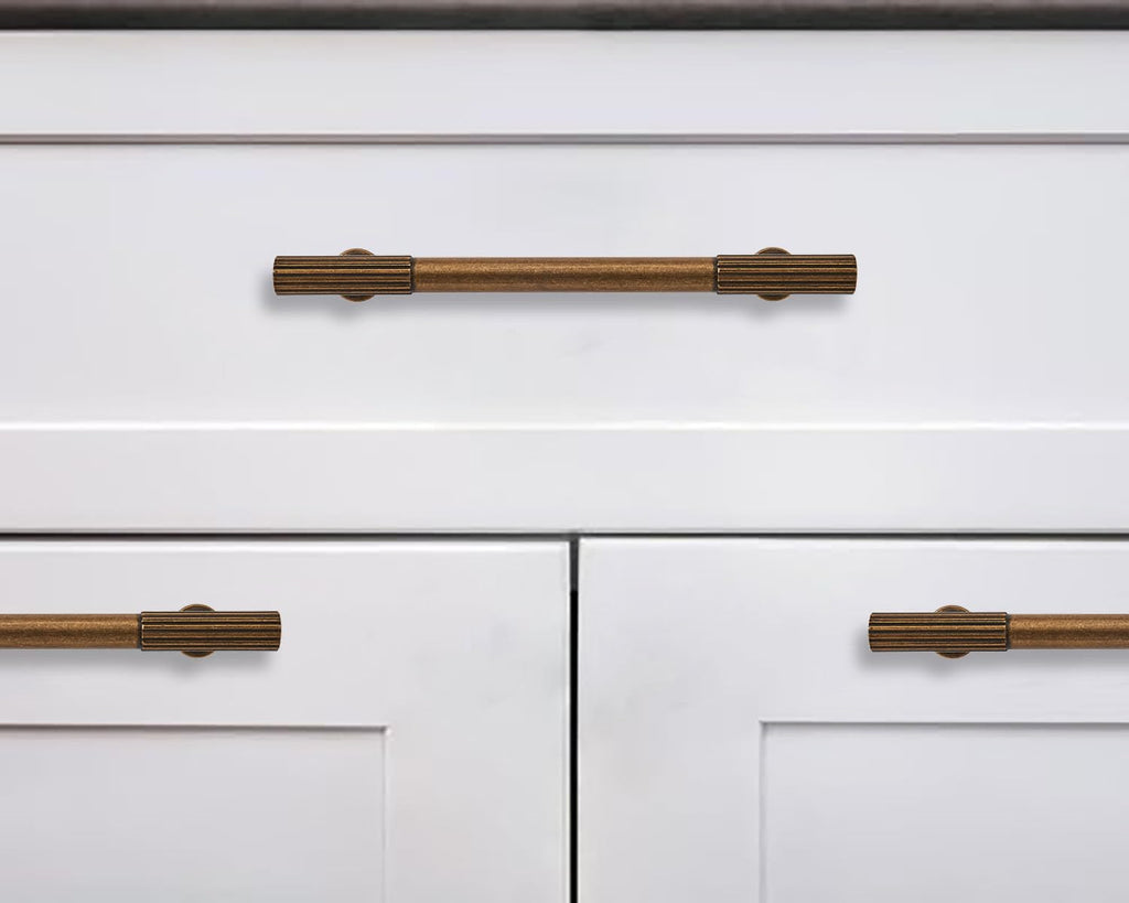 5 Inch Hole Center 2 Pack Antique Brass Heavy Duty Solid Vintage Brass Cabinet Pulls, Kitchen Drawer Handles, for