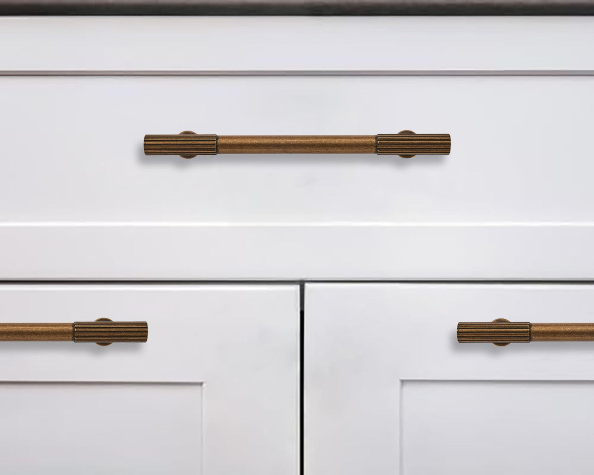 5 Inch Hole Center 2 Pack Antique Brass Heavy Duty Solid Vintage Brass Cabinet Pulls, Kitchen Drawer Handles, for