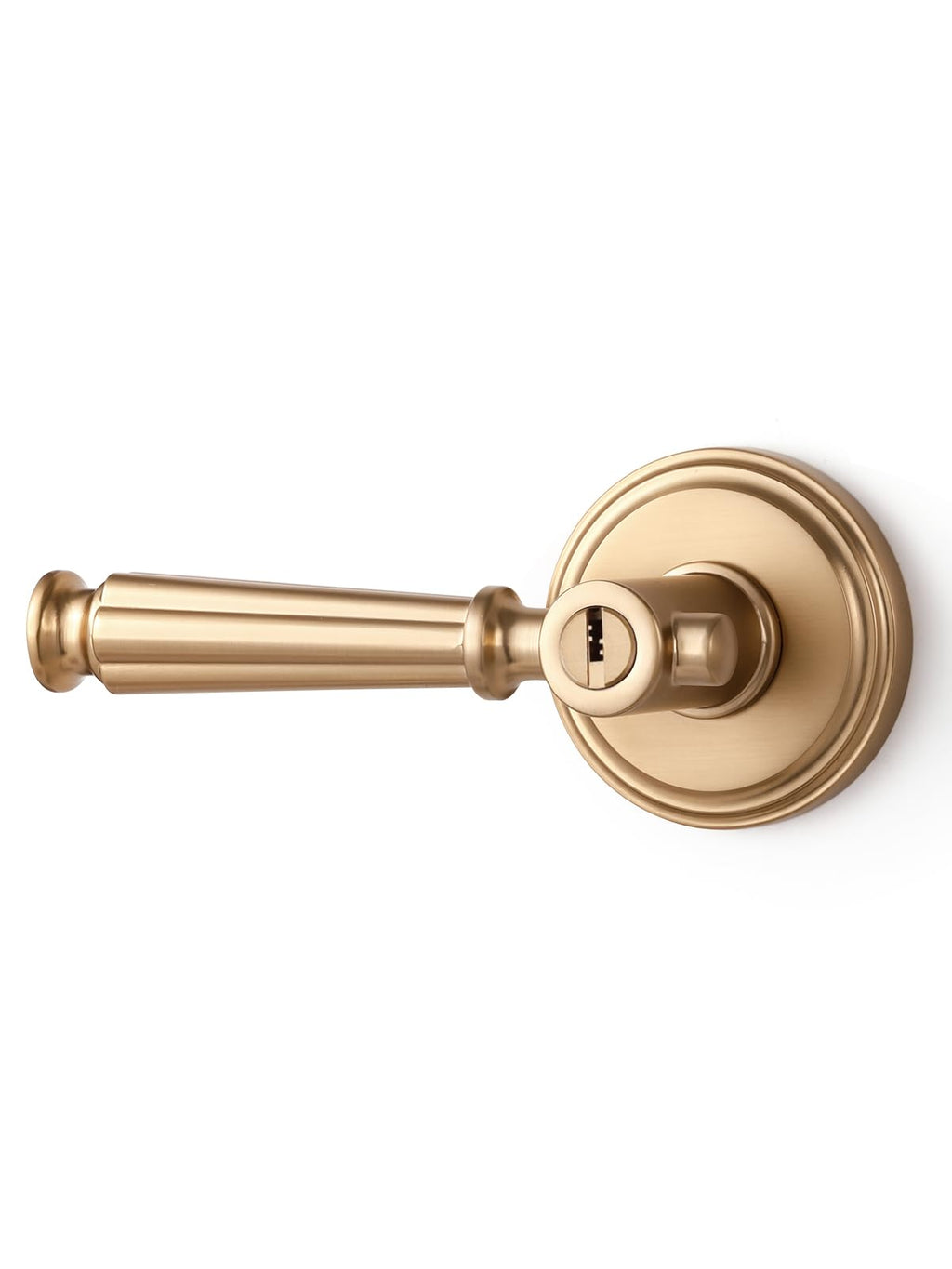 Door Handle Champagne Bronze Keyed Entry Door Lever with Lock, 1 Pack