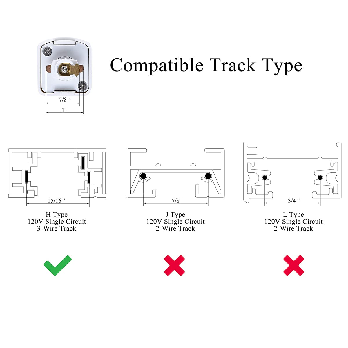 16.5W Dimmable H-Type LED Track Light, 6-Pack, 24°