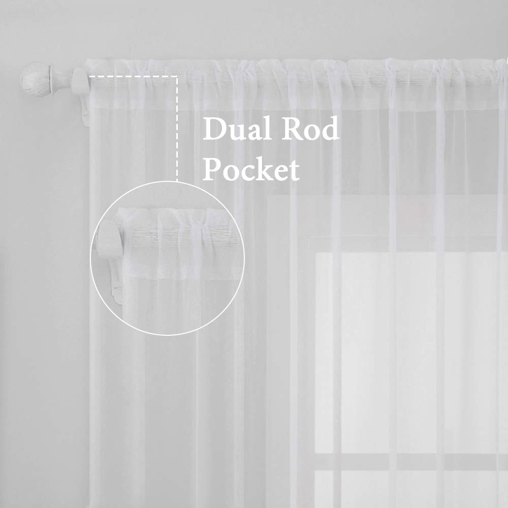 2 Panels White Sheer Curtains 54 X 102 Inches