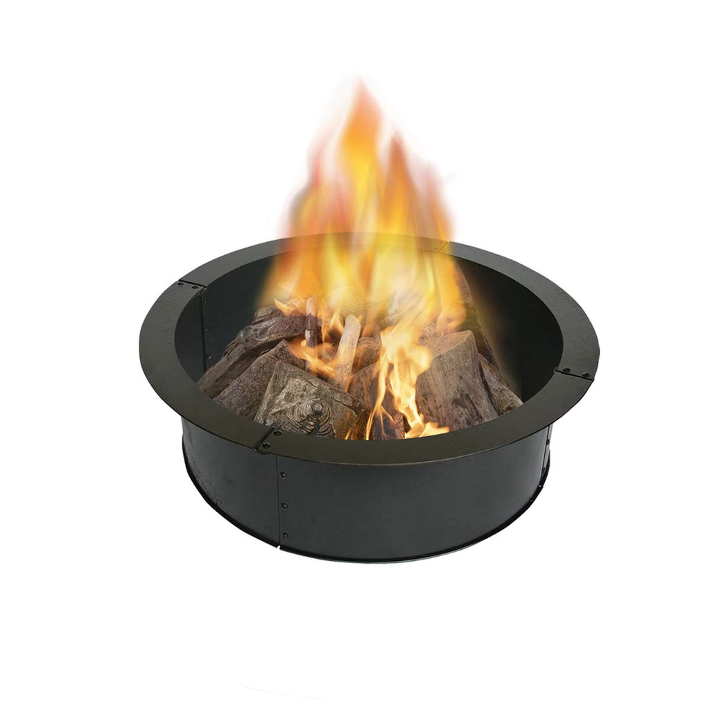 28" Round Heavy-Duty Steel Fire Ring, Portable Compact Outdoor Fire Ring, Black