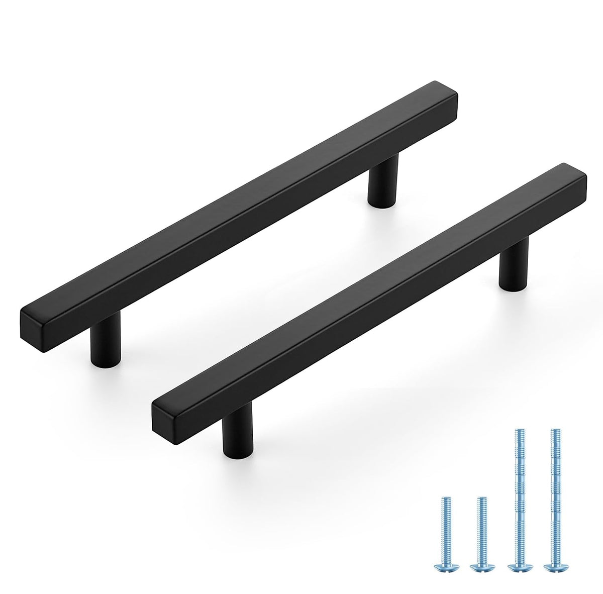 Matte Black Pulls Cabinet Square Handles 5 Inch 30 Pack