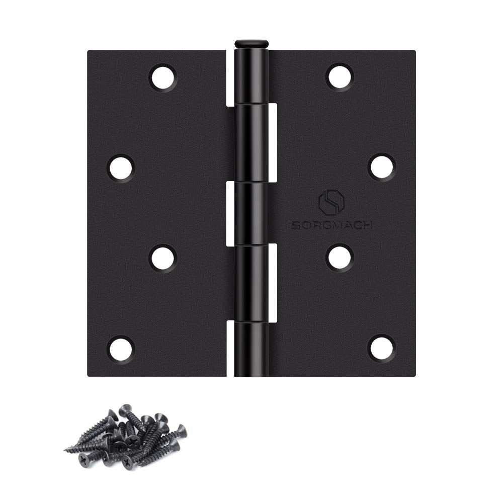 Door Hinges Oil Rubbed Bronze Hardware Hinges 4 Inch Square Black Interior Hinges for Doors 12 Pack