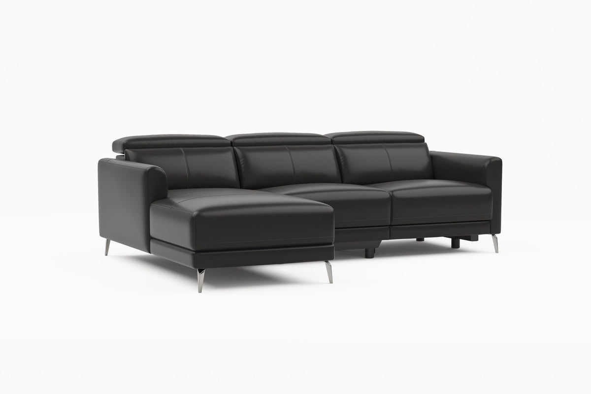 Andria 99.5" Reclining Leather Sectional Sofa, 3 Seater Reclining Couch with Left Hand Chaise | Italian Nappa 11000