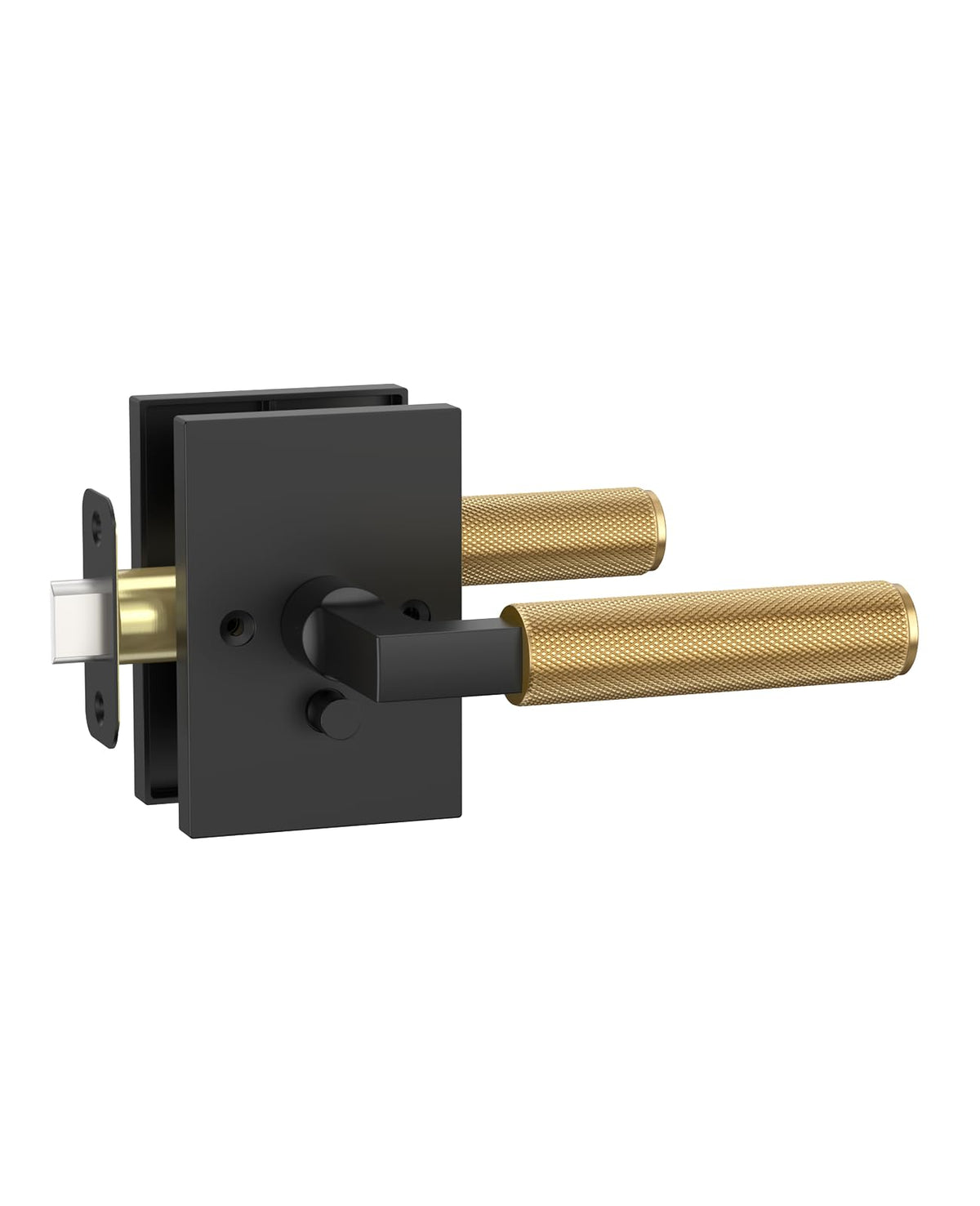 1 Pack Black and Champagne Bronze Privacy Door Handles