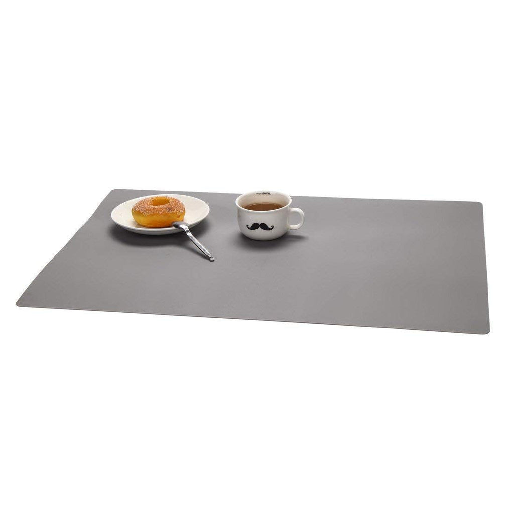 23.6'' by 15.7''Flexible Silicone Placemat Non Slip Waterproof Heat Resistant Dinner Table Grey 2 Pieces