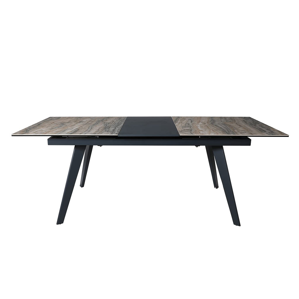 Inspired Saarinen Style Expandable Dining Table for 6-8 Seat, Modern Rectangle Design with Extension Leaf Restaurant, Thicker Top and Carbon