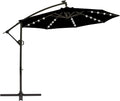 10ft Solar LED Offset Patio Umbrella, Outdoor Cantilever Patio Umbrellas with Solar Lights and Garden