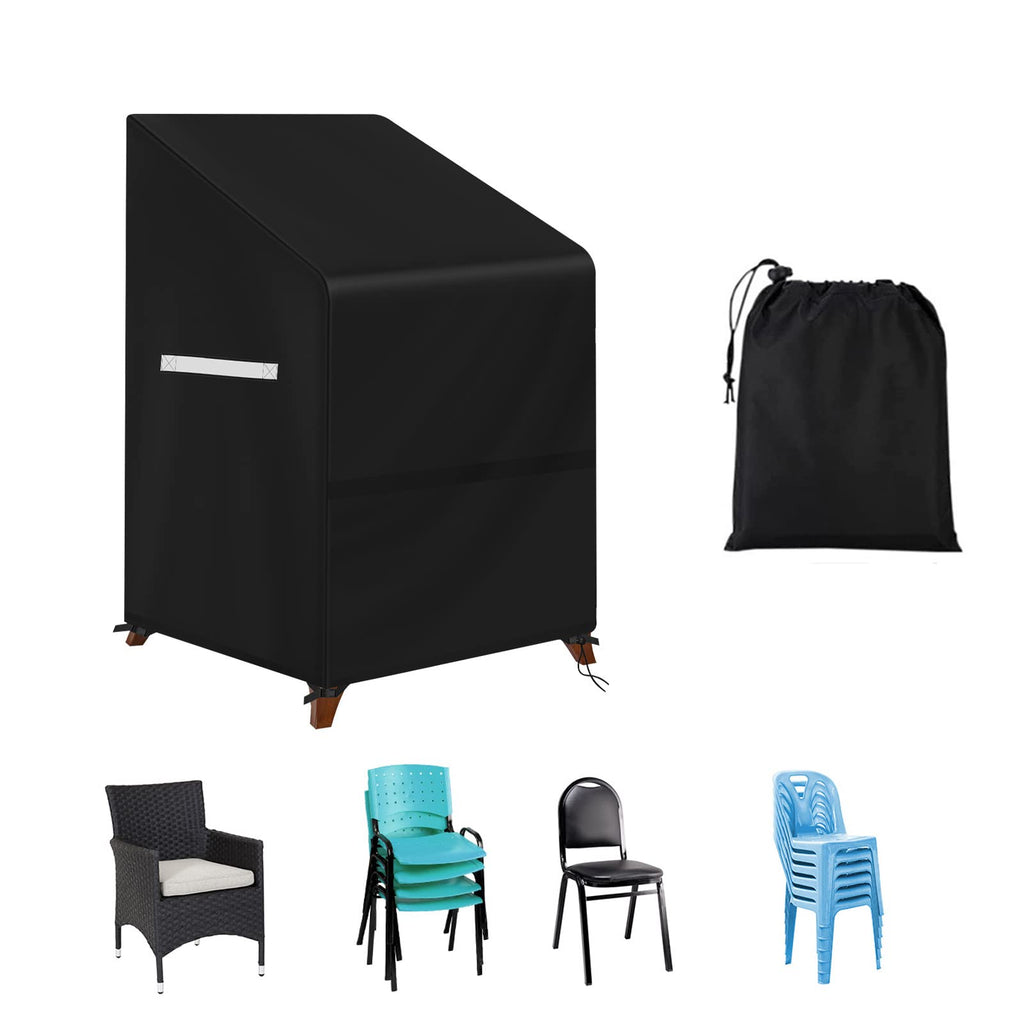 Stacking Outdoor Chair Cover Waterproof, Outdoor Patio Furniture Covers Stacked Chairs 420D, Lawn Furniture Stacking