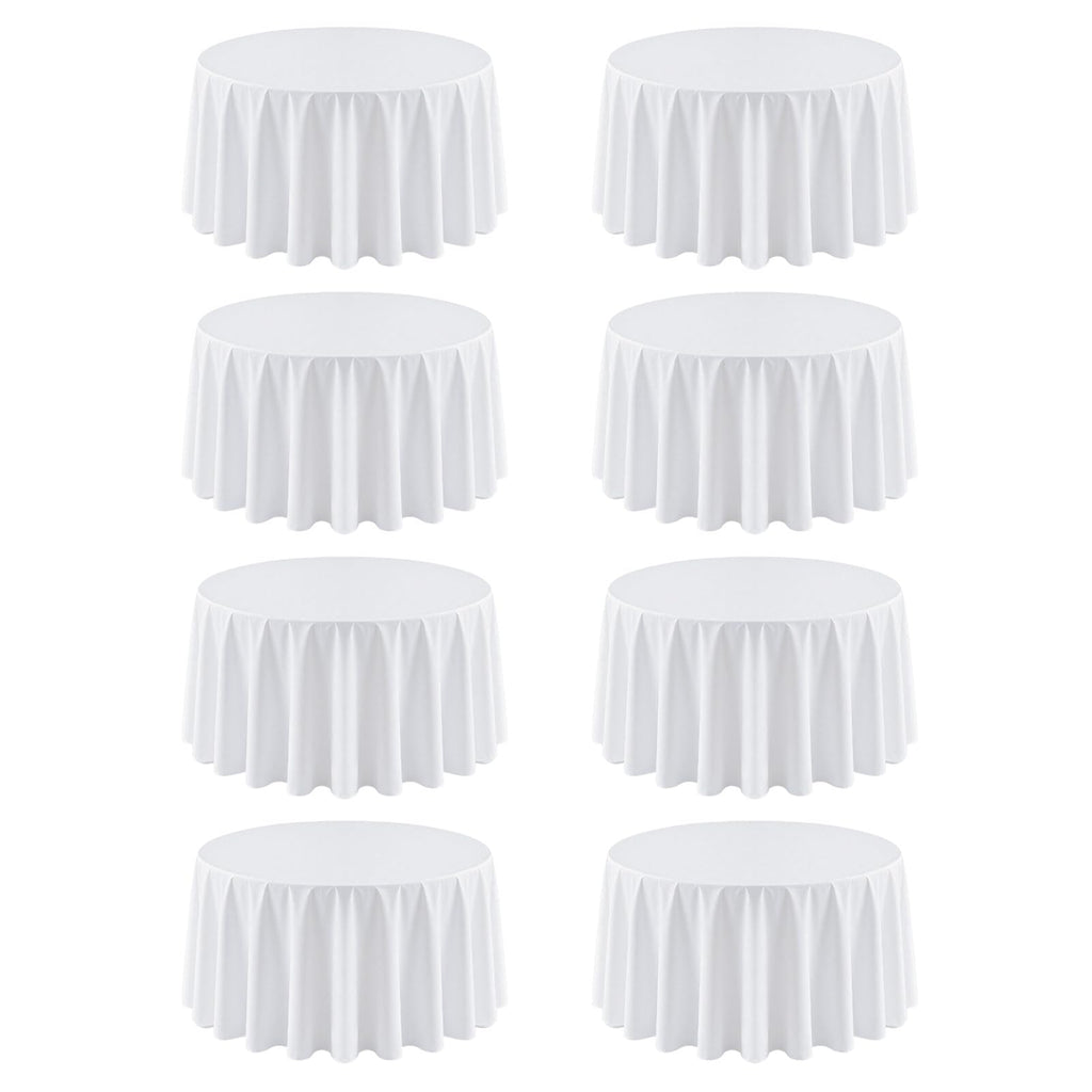 8 Pack White Round Tablecloth 108 Inch for 36"-84" Table