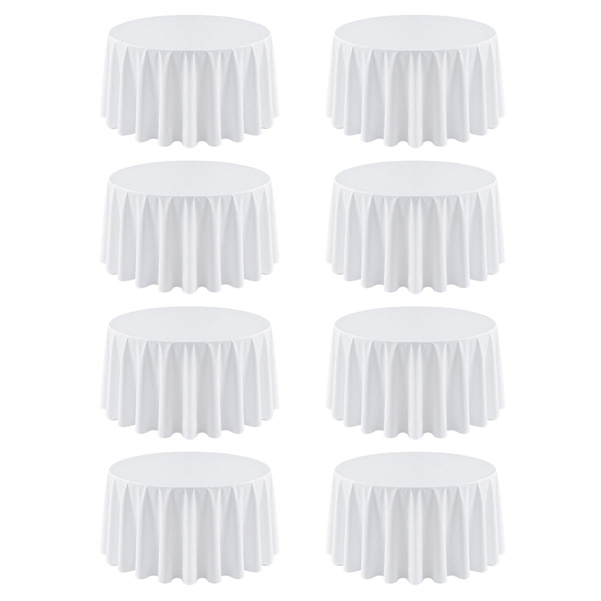 8 Pack White Round Tablecloth 108 Inch for 36"-84" Table