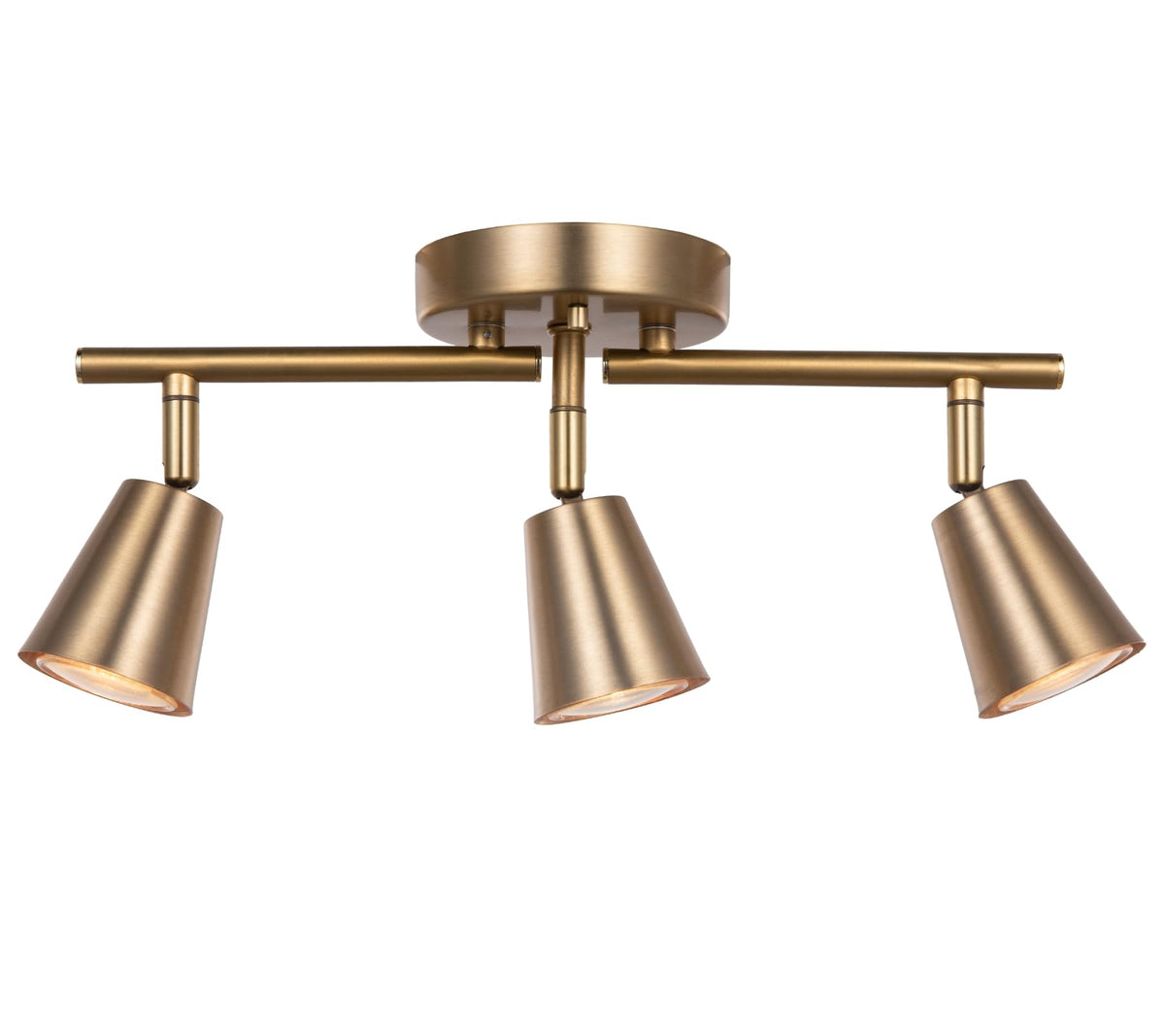 3 Light Track Lighting Kit, Matte Brass Finish Adjustable Flexibly Rotatable Light Head Modern Ceiling Spot Light