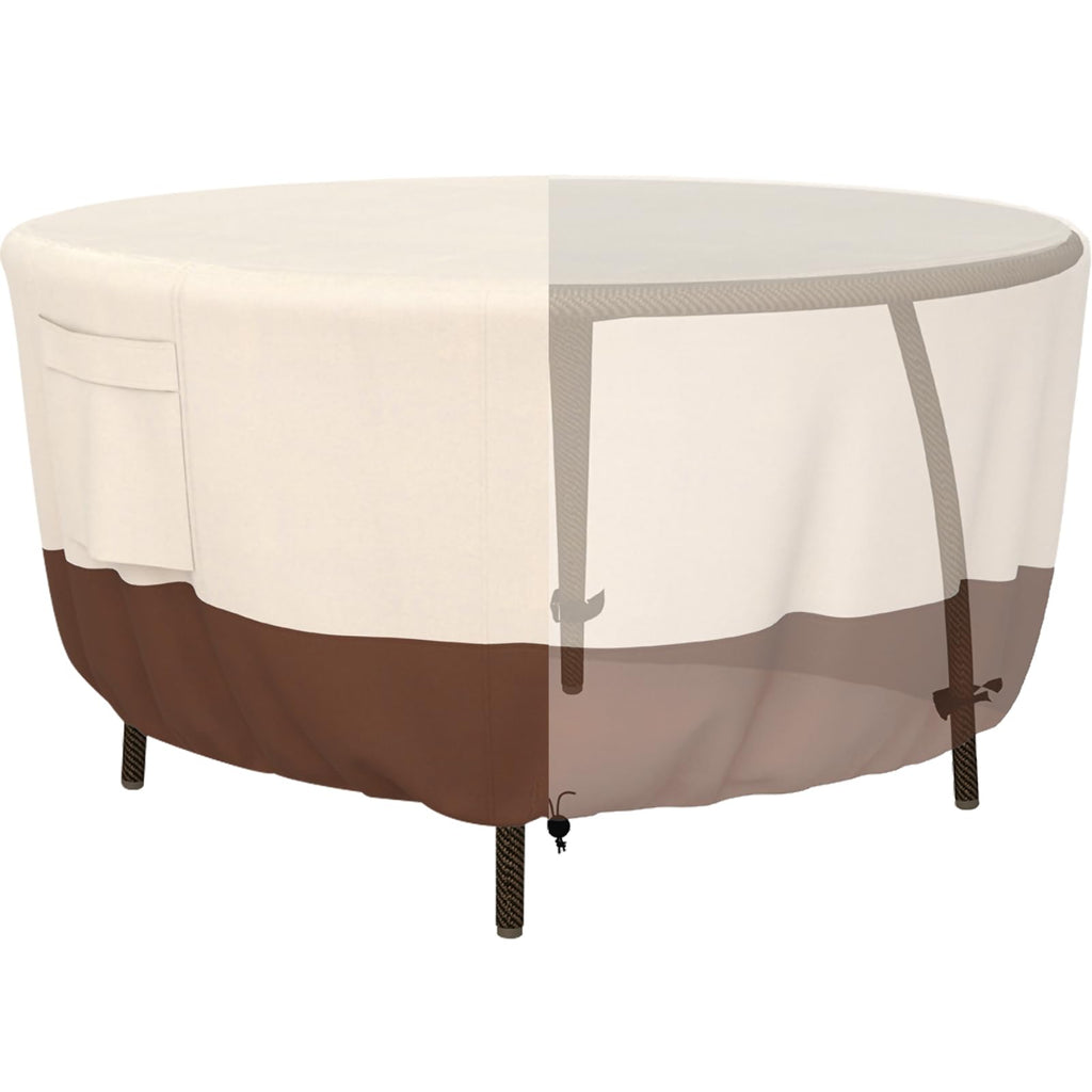Outdoor Heavy-Duty 48" Round Patio Table/Chair 900D Cover Waterproof
