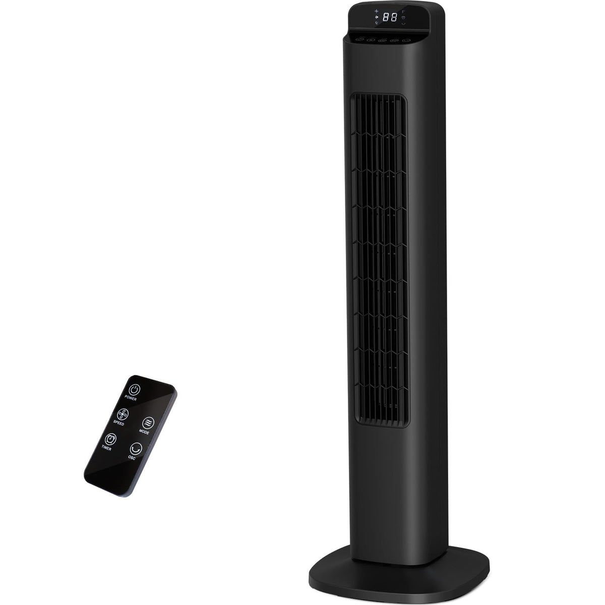 Portable Tower Fan, 80°Oscillation Fan, with Remote Control, Standing Bladeless Fan, 5 Speeds and 3 Modes, Low Noise