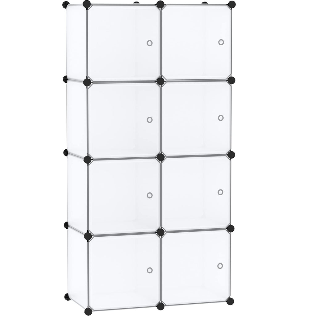 8-Cube Storage Organizer with Door Cube Shelf Closet Cabinet White